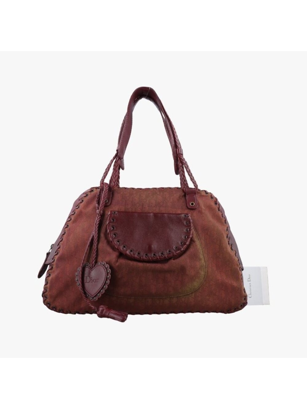 Dior Ethnic Tote Wine Red Multicolor Canvas Leather